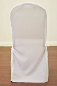 White Polyester Chair Cover on Banqueting Chair