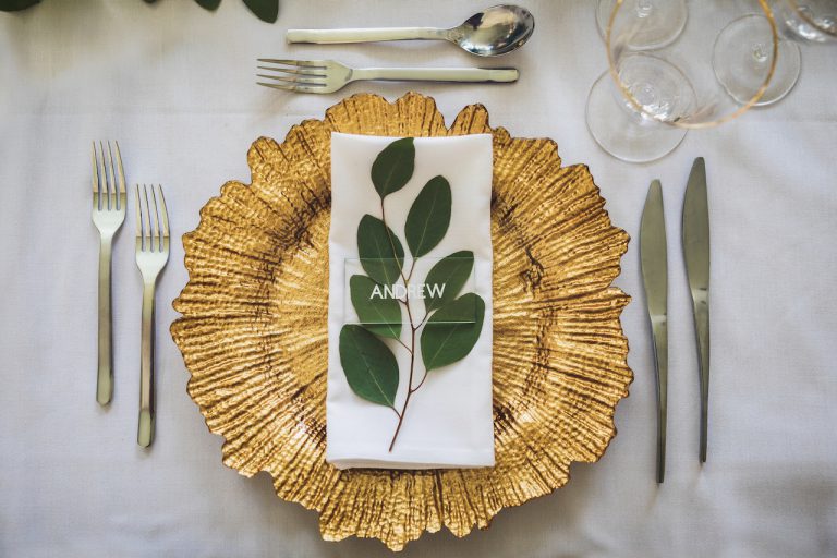 Gold Leaf Floral Charger Plate
