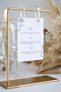 Gold Metal Holder with Gold Foiled Table Menu